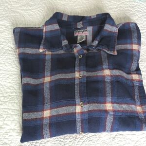Wrangler Women's Navy and Red Plaid Button Down Long Sleeve Shirt Size XL
